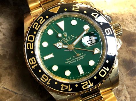 rolex gmt gold green face|rolex gmt master 2 green.